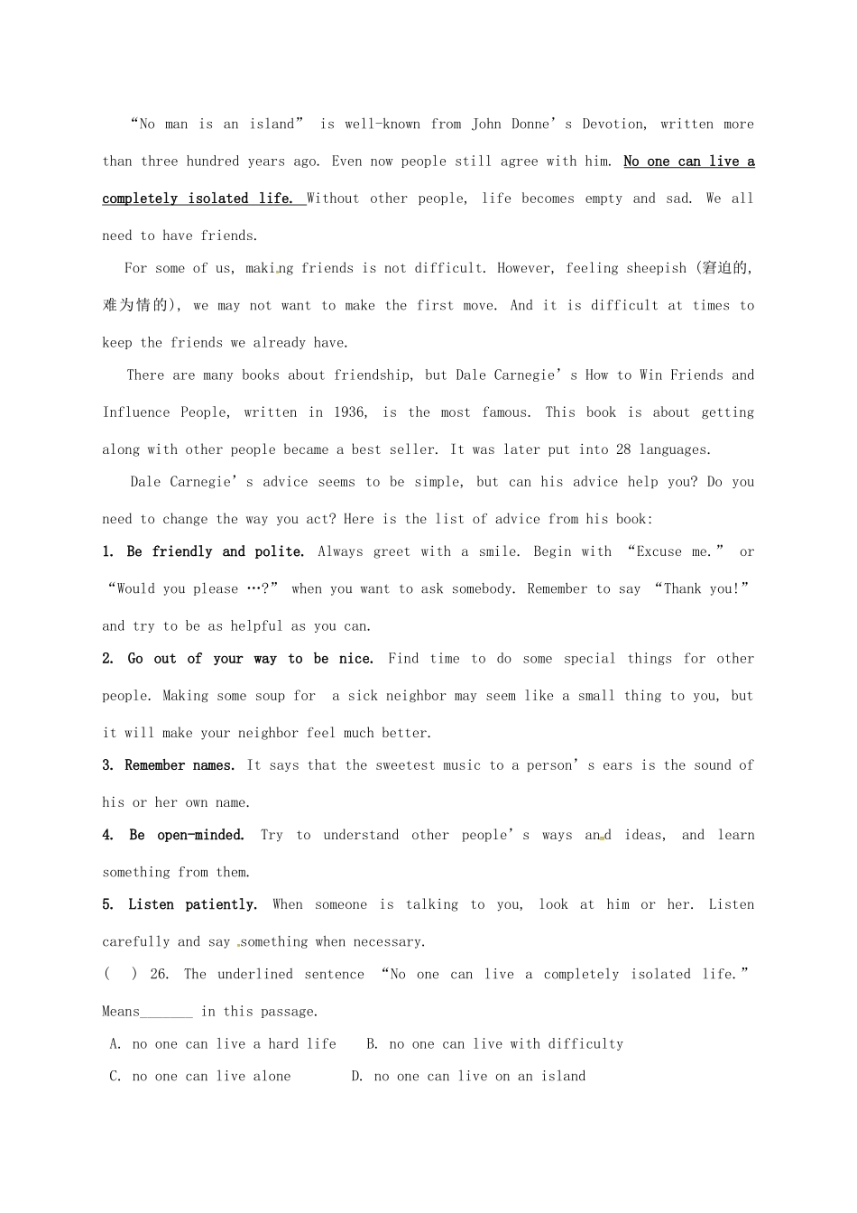 山东省潍坊市安丘市 八年级英语上学期第一次月考试卷 人教新目标版试卷_第3页