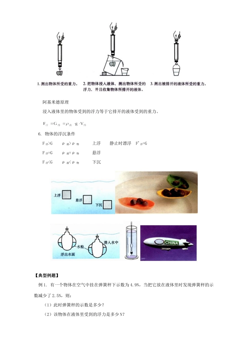 初三物理浮力 知识精讲 人教实验版 试题_第2页