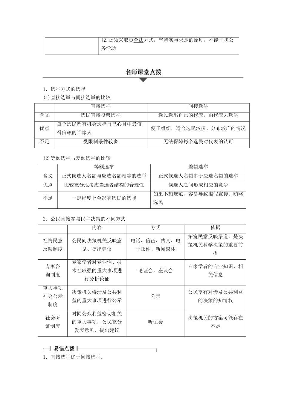 （浙江专用）高考政治二轮复习 专题五 公民的政治生活 考点二 我国公民的政治参与试题-人教版高三全册政治试题_第2页