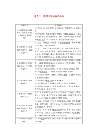 （浙江专用）高考政治二轮复习 专题五 公民的政治生活 考点二 我国公民的政治参与试题-人教版高三全册政治试题