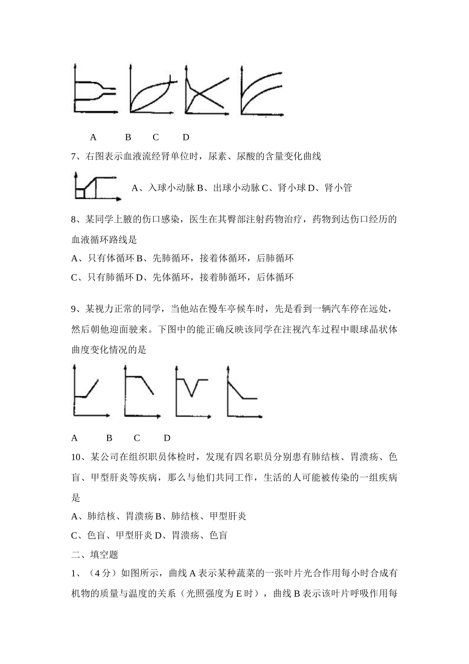 初四生物模拟生物试题(一) 山东省中考生物模拟试卷(整理五套) 新课标 人教版_第2页