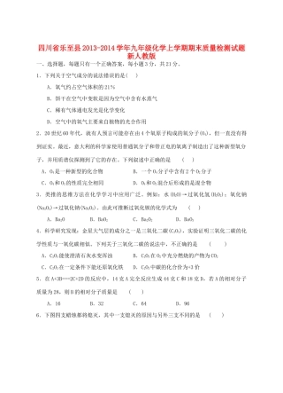 四川省乐至县九年级化学上学期期末质量检测试卷 新人教版试卷