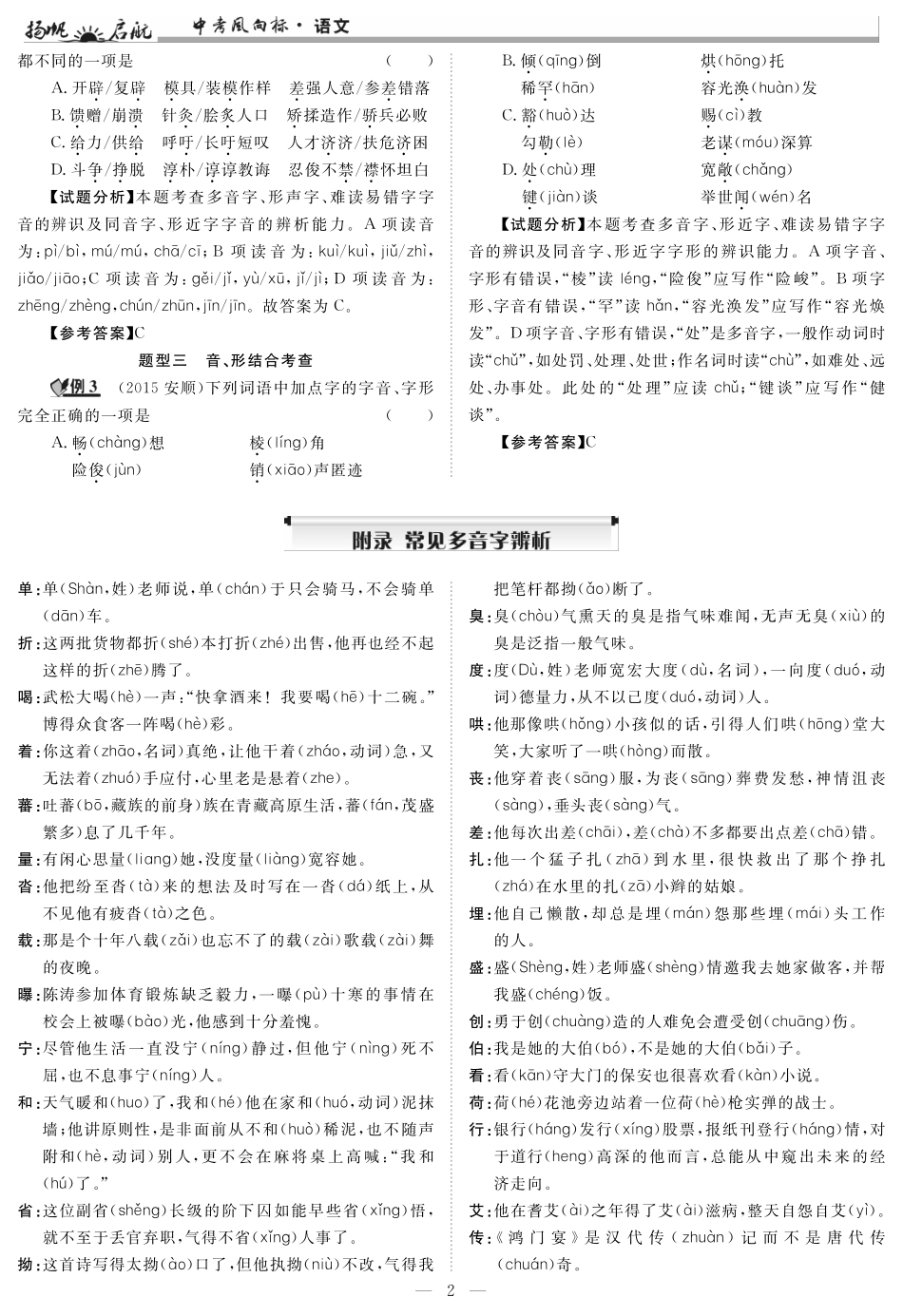 中考语文 第一部分 基础知识及运用 专题一 字音字形精讲2(pdf)试卷_第2页