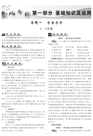 中考语文 第一部分 基础知识及运用 专题一 字音字形精讲2(pdf)试卷