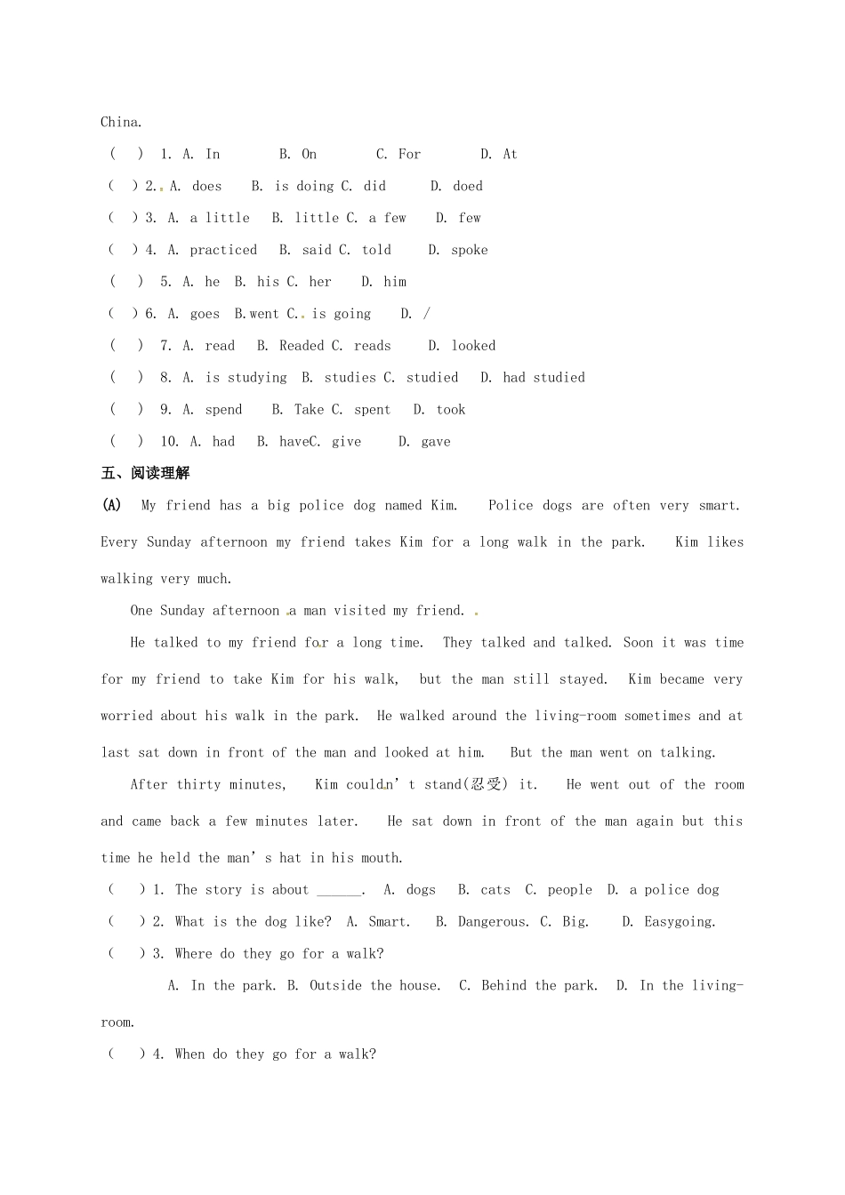 山东省青岛市城阳七年级英语下册 Unit 11 How was your school trip检测题(新版)人教新目标版试卷_第3页