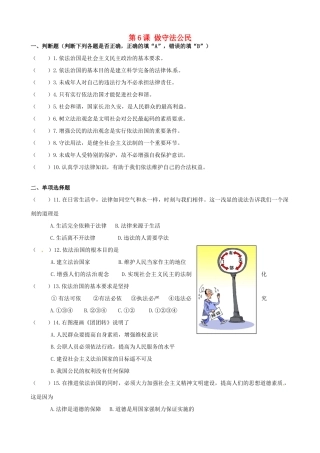 九年级政治全册 第6课 做守法公民复习  苏教版试卷