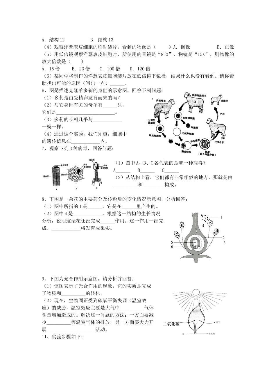 中考生物识图填空题精选 人教新课标版试卷_第2页