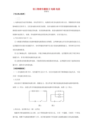 初三物理专题复习 电路 电流 专题辅导 不分版本 试题