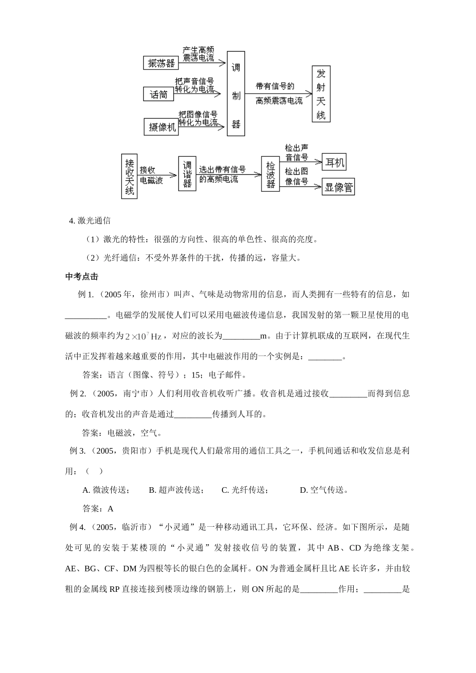 初三物理无线电通信常识 学习指南 专题辅导 不分版本 试题_第2页