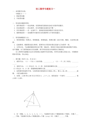 初三数学专题复习一 浙江版 试题