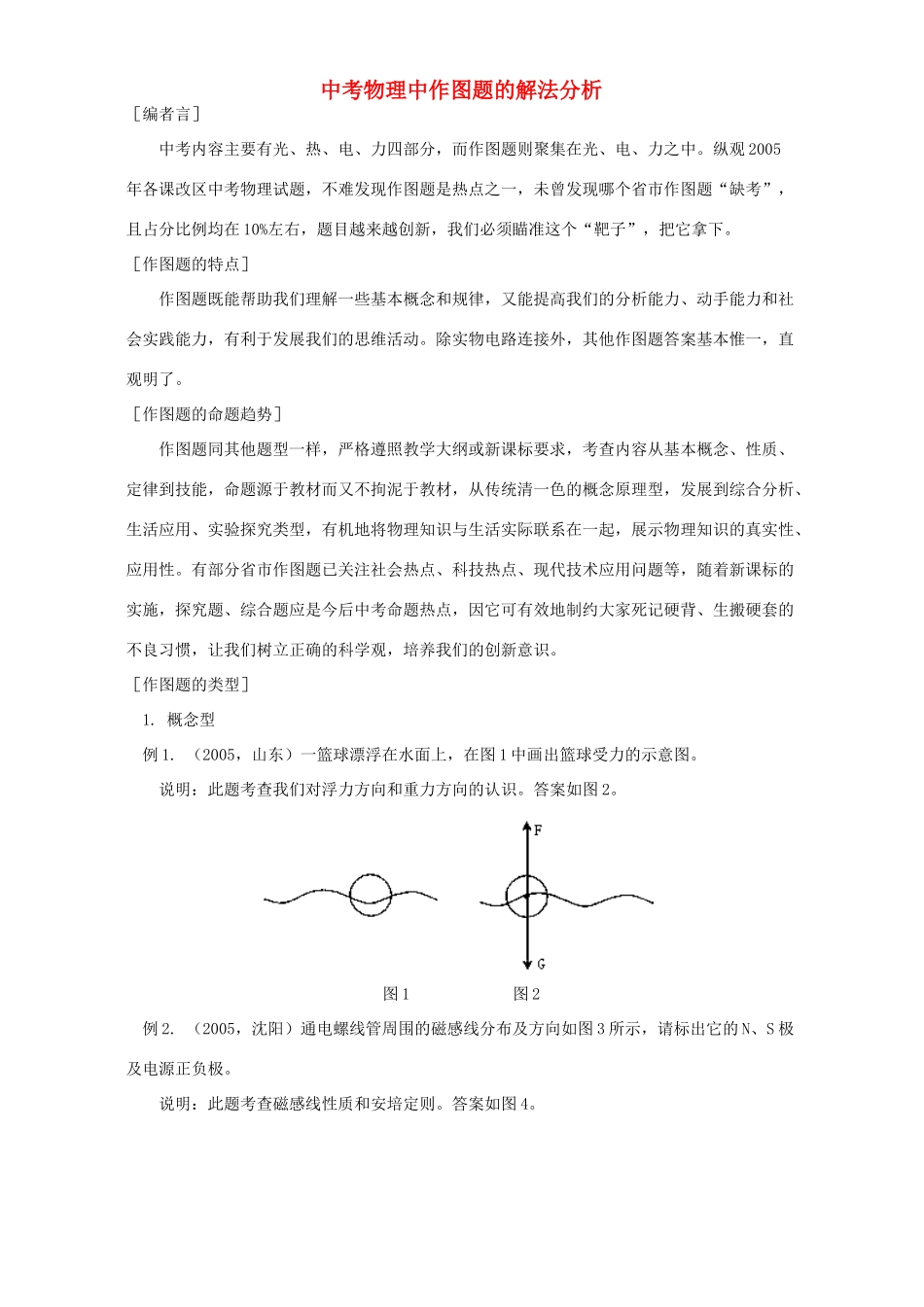 中考物理中作图题的解法分析 学法指导 不分版本试卷_第1页