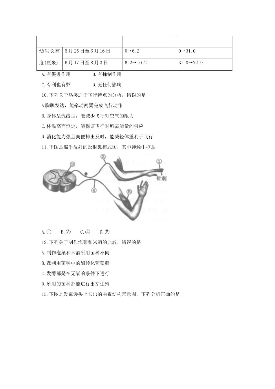 安徽省中考生物真题试卷(含答案)试卷_第3页