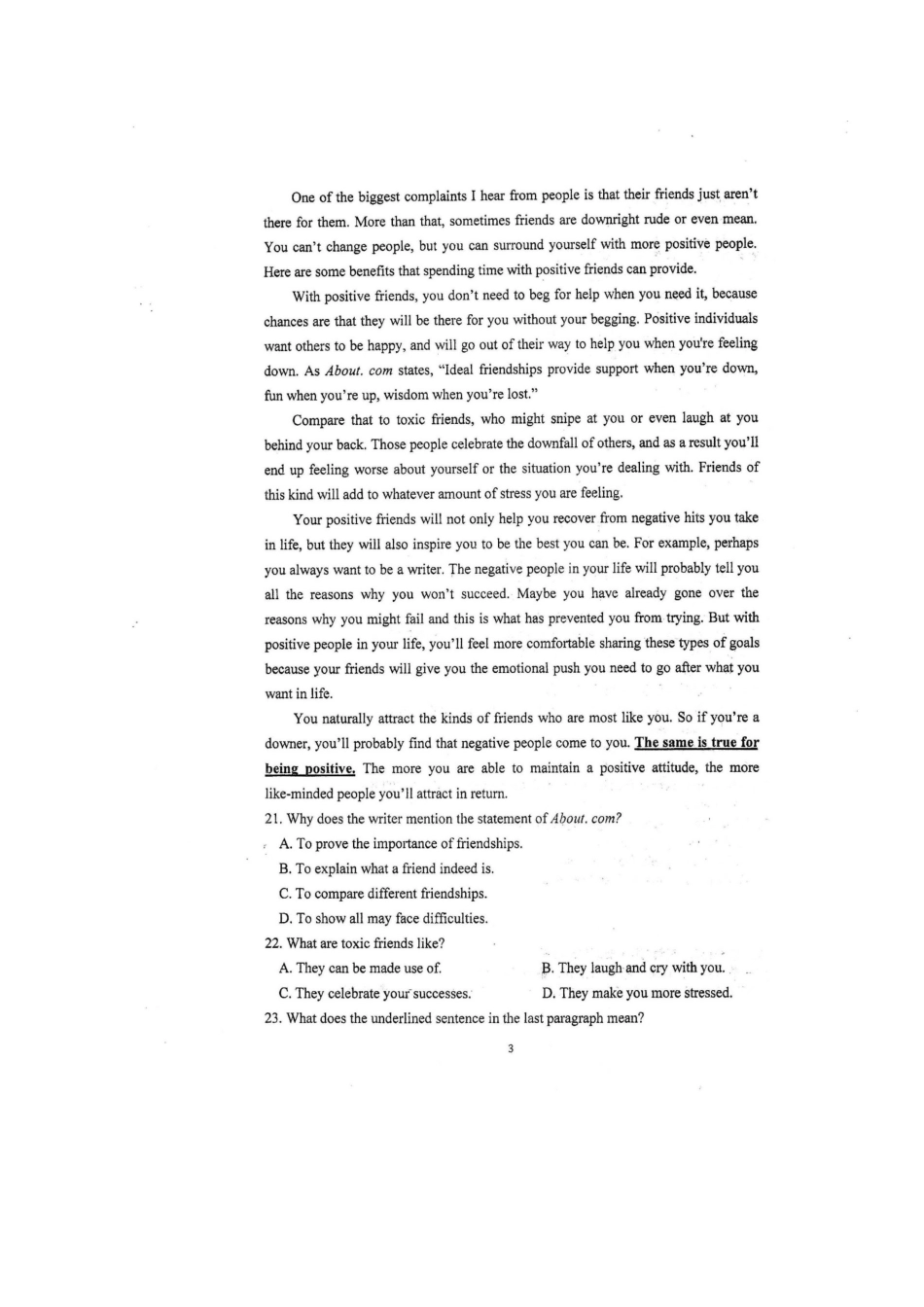 南校区高二英语下学期开学考试试卷_第3页