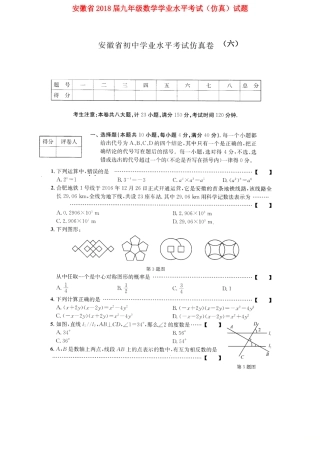 九年级数学学业水平考试(仿真)试卷(六)试卷