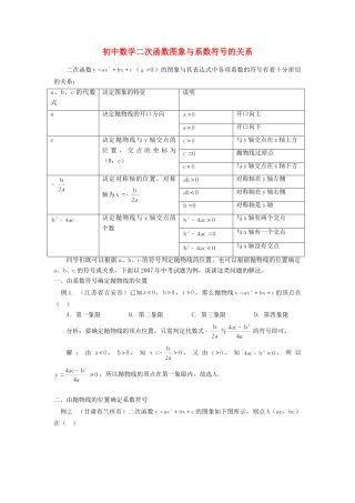 初中数学二次函数图象与系数符号的关系专题辅导 试题