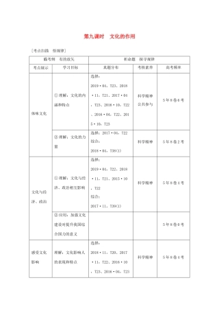 （浙江专用）高考政治二轮复习 第九课时 文化的作用讲义增分练（含解析）-人教版高三全册政治试题