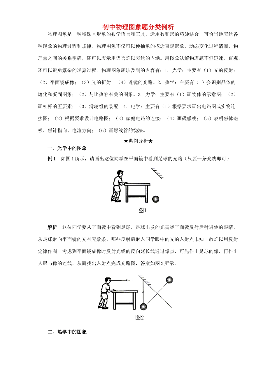 初中物理图象题分类例析 专题辅导 不分版本 试题_第1页