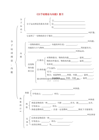 九年级物理上册 一、分子动理论与内能复习 教科版试卷