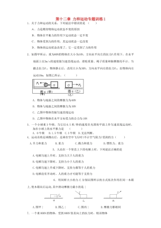 九年级物理 第十二章力和运动专题训练1 人教新课标版试卷
