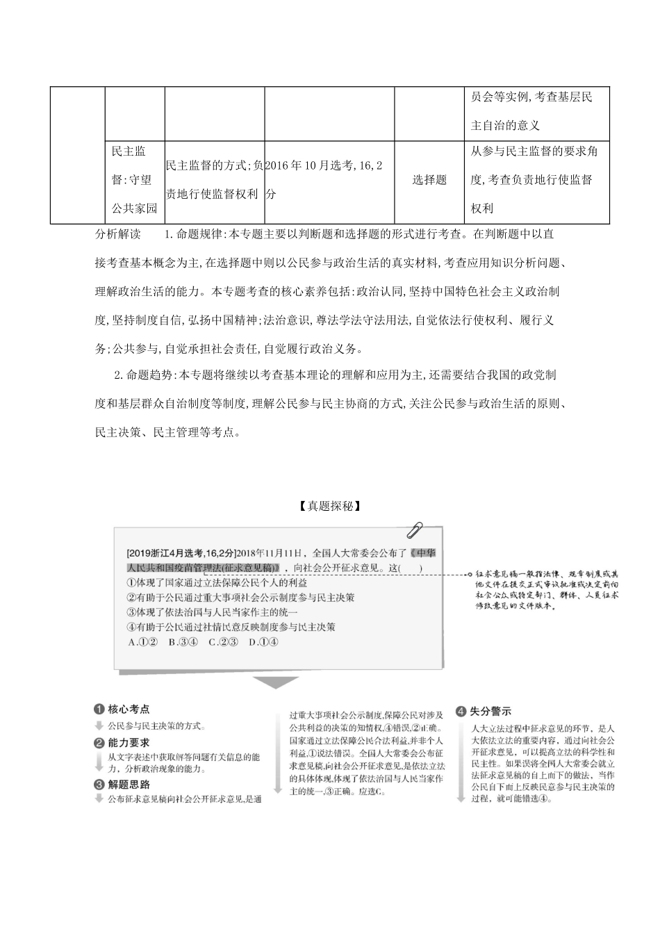 （浙江版）高考政治一轮复习 专题五 公民的政治生活精练（含解析）-浙江版高三全册政治试题_第2页