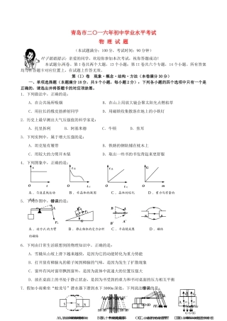 山东省青岛市中考物理真题试卷试卷
