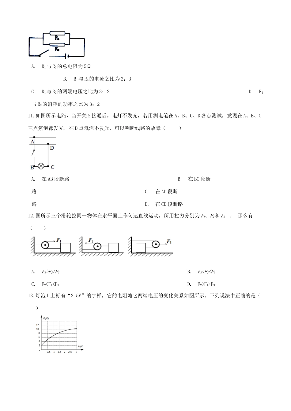 中考物理模拟试卷试卷(00001)_第3页