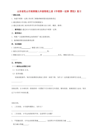 九年级物理上册(牛顿第一定律 惯性)复习试卷