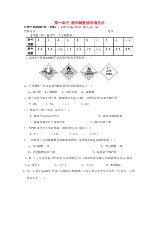 九年级化学下册 第十单元 酸和碱教情学情分析(新版)新人教版试卷