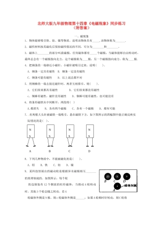 九年级物理 第十四章(电磁现象)同步试卷 北师大版试卷