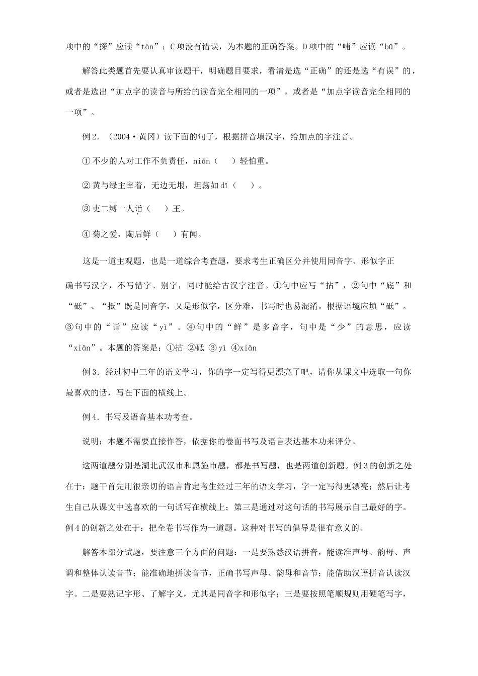 中考语文复习语音和汉字试卷_第2页