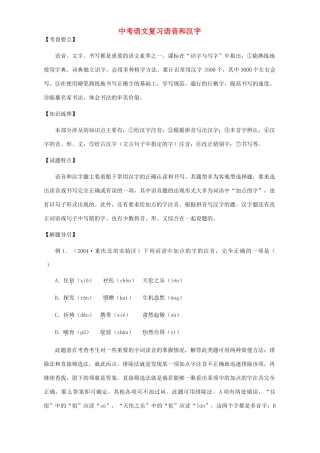 中考语文复习语音和汉字试卷
