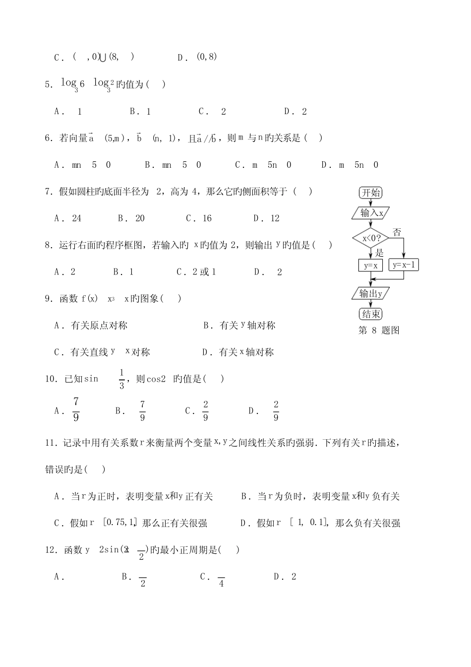 2023年云南省7月普通高中学业水平考试数学试卷_第2页