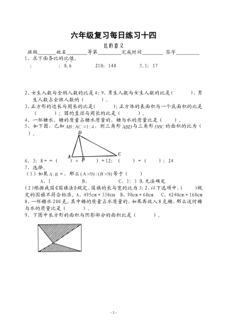六年级复习每日练习14比的意义