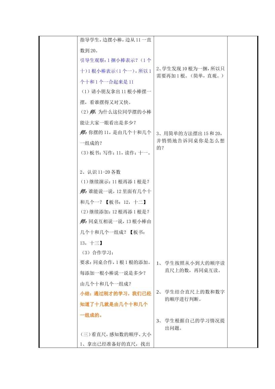 小学数学人教2011课标版一年级11--20的认识教学设计_第2页