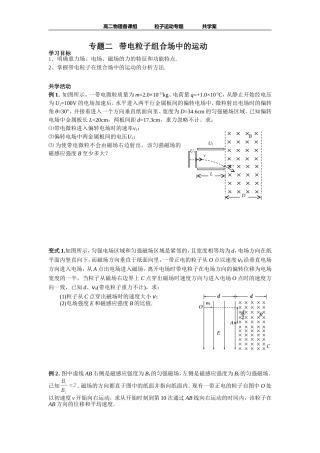 专题二带电粒子组合场中的运动
