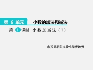 小数加、减法的意义和计算