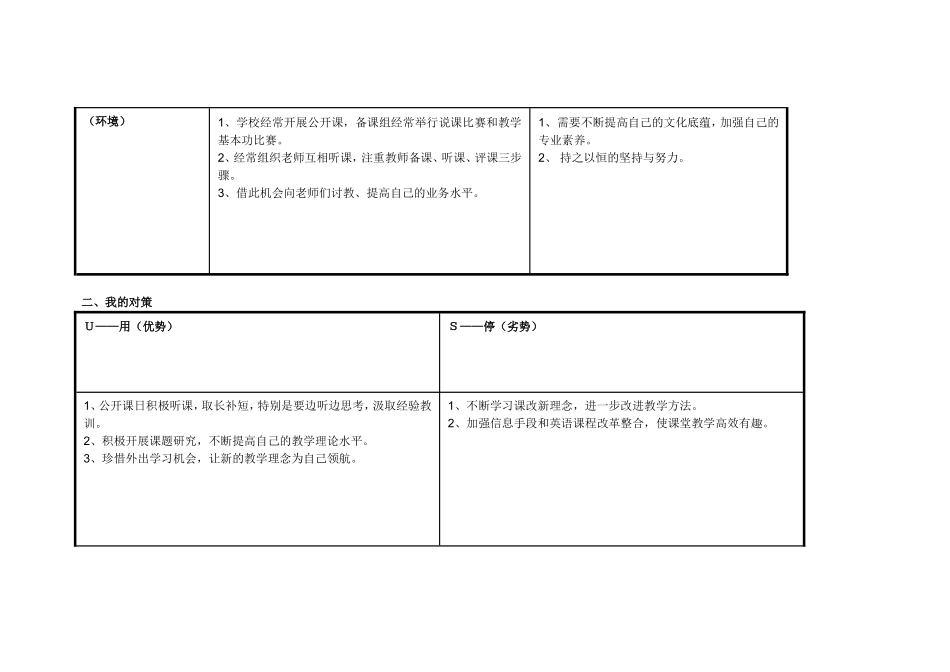 韩国琴任务表单：个人自我诊断SWOT分析表_第2页