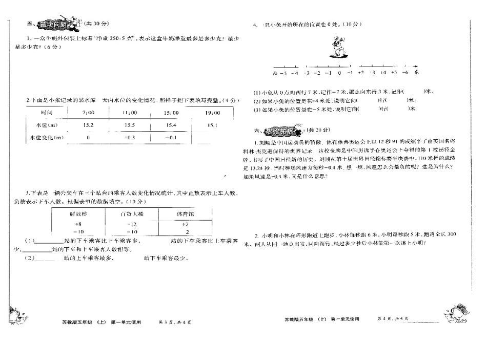 小数报2015年苏教版五年级数学上册第一单元测试题_第1页