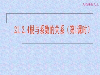 一元二次方程根与系数的关系.2.4一元二次方程根与系数的关系