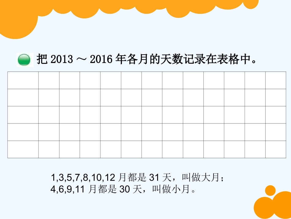 小学数学北师大2011课标版三年级认识大月、小月、平年、闰年_第2页