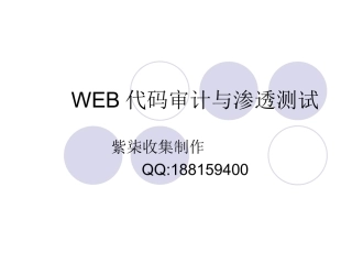 WEB代码审计与渗透测试