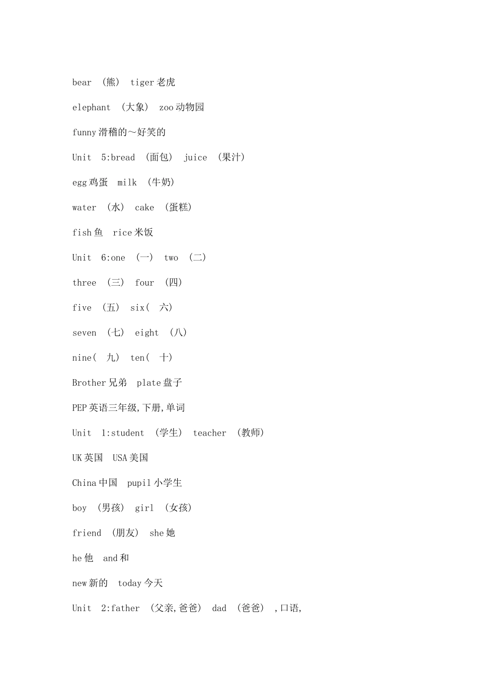 PEP英语小学英语词汇表_第2页