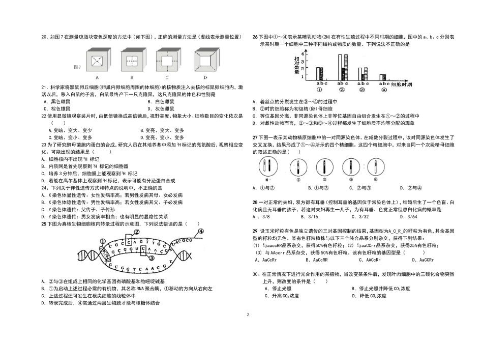2010年高二生物期中考试试题_第2页