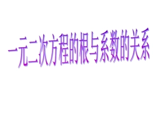 一元二次方程的根与系数的关系.2.4一元二次方程的根与系数的关系