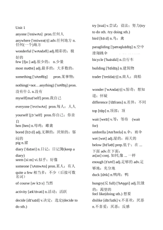 2013年人教版八年级英语上册单词及音标Unit1-10