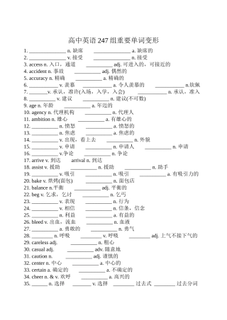 高中英语247组重要单词变形 (2)