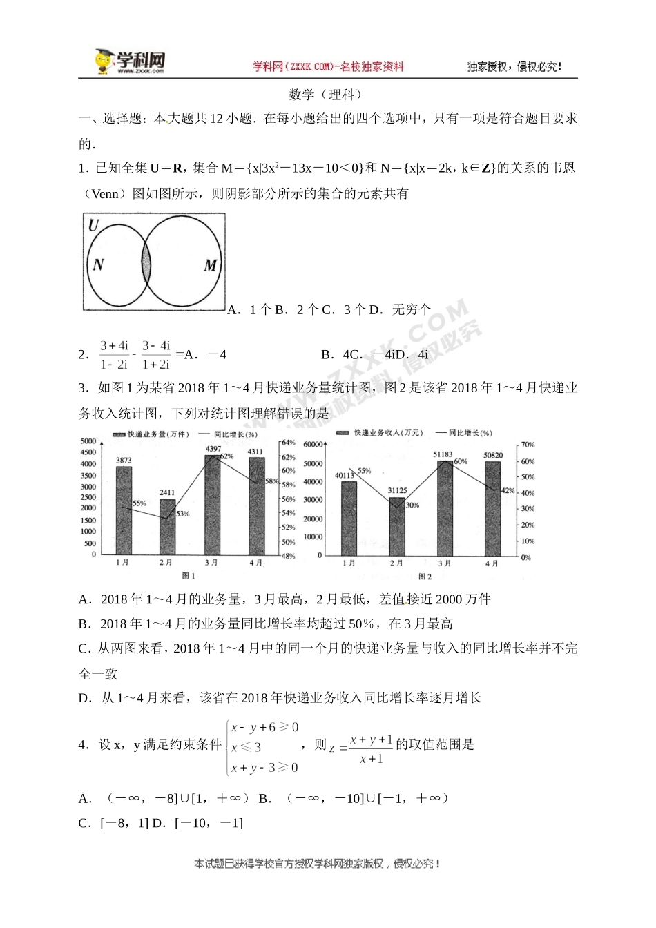 全国I卷2019届高三五省优创名校联考数学(理)试题_第1页