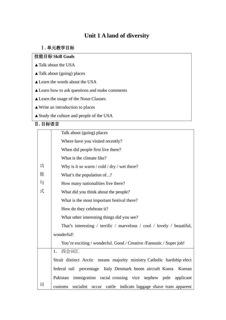 Unit1Alandofdiversity教案_第1页