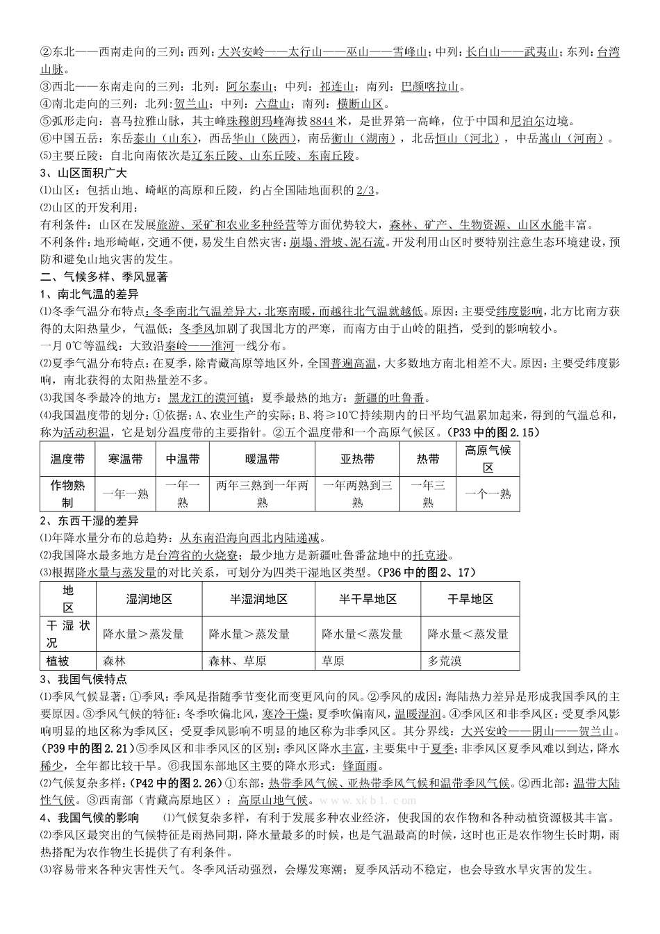 八年级地理上册期末复习提纲_第3页
