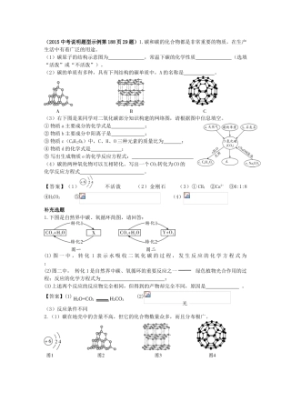 2015年陕西中考化学押题卷考点拓展（11份）碳和碳的化氧物
